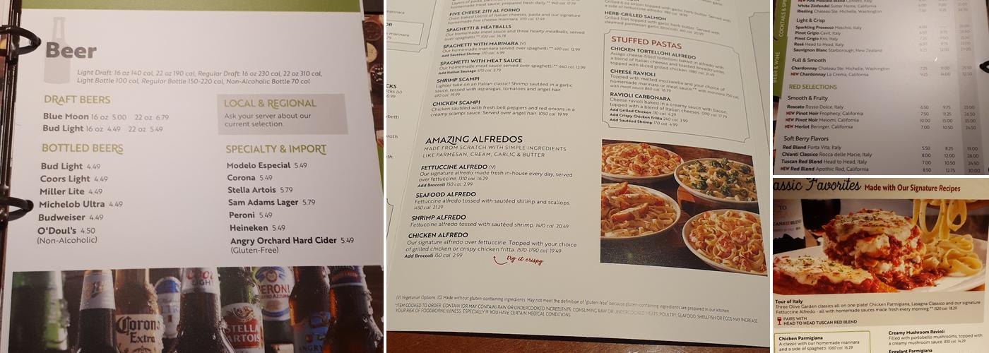Olive Garden Italian Restaurant Menu
