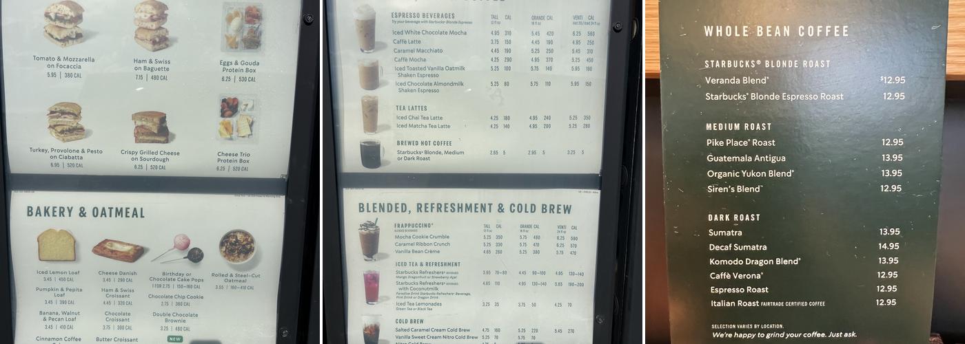 Starbucks Menu