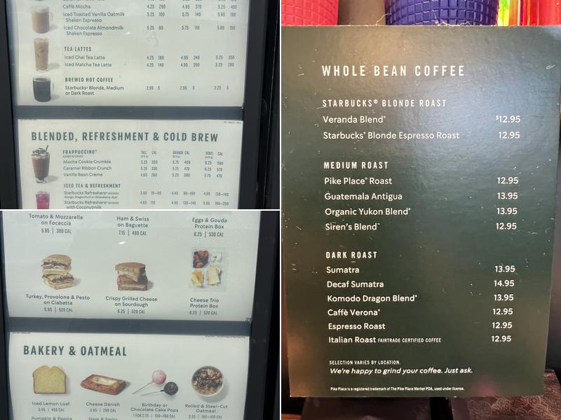 Starbucks Menu