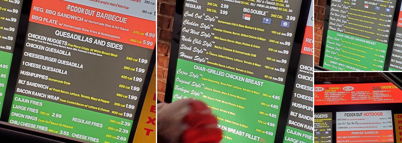 Cook Out Menu