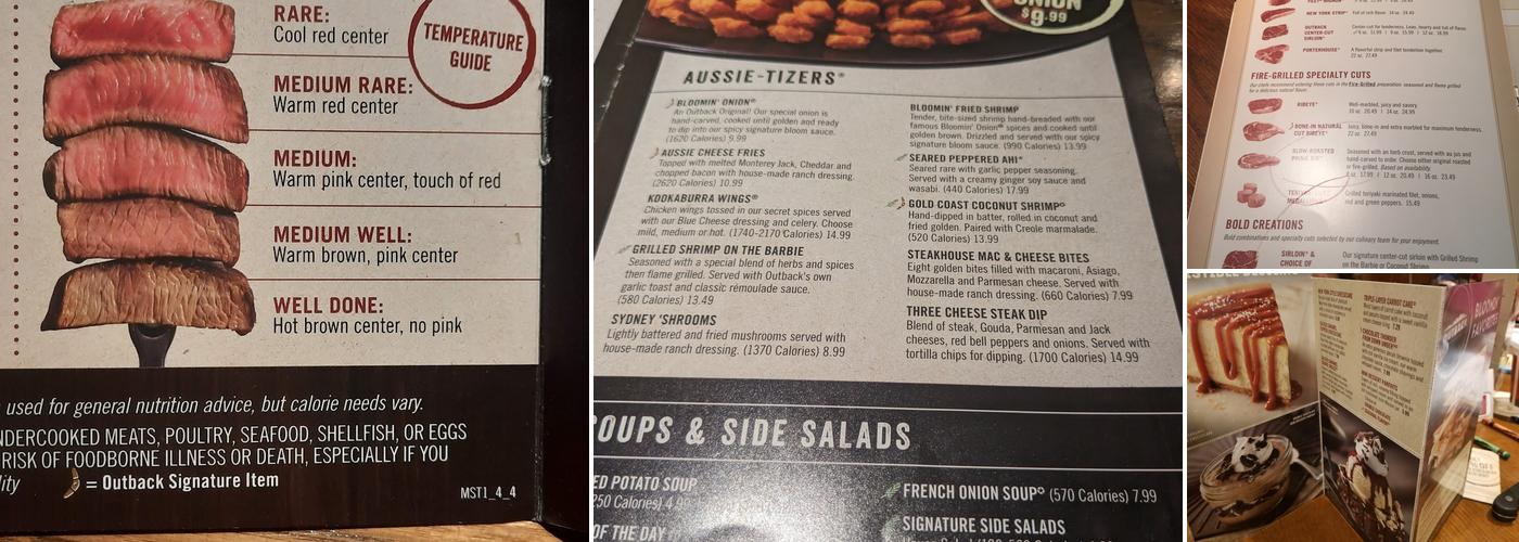 Outback Steakhouse Menu