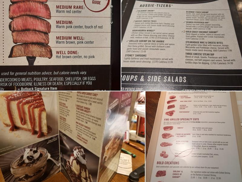 Outback Steakhouse Menu