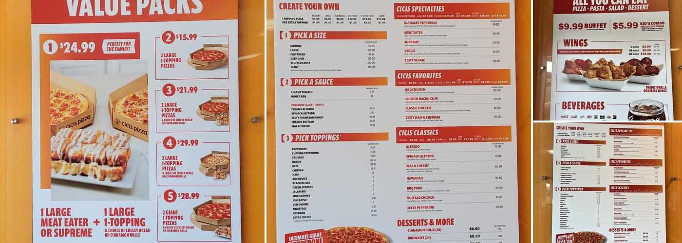 Cicis Pizza Menu