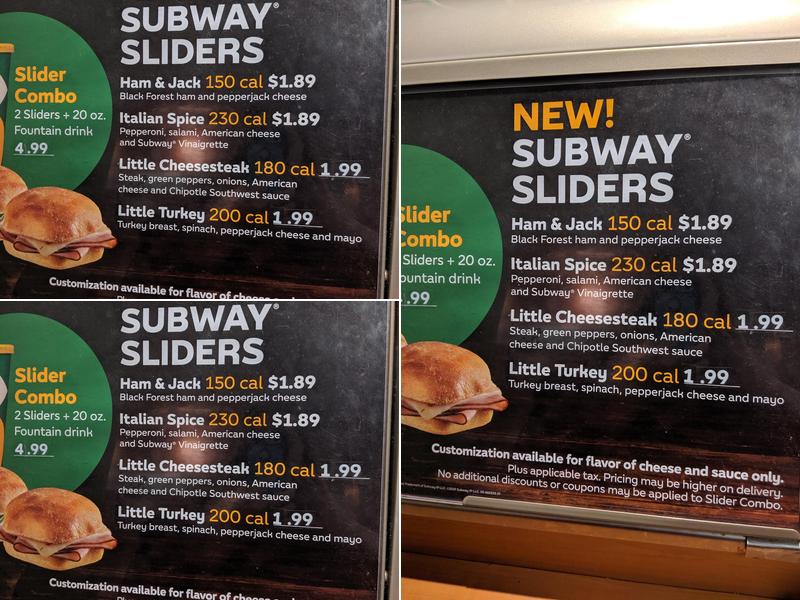 Subway Menu