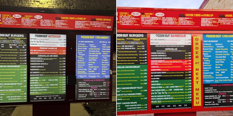 Cook Out Menu