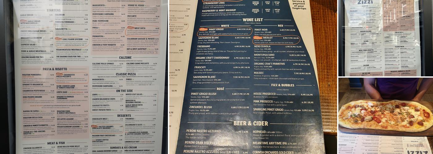 Zizzi Menu