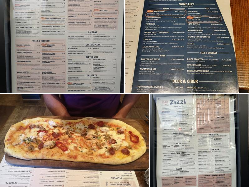 Zizzi Menu