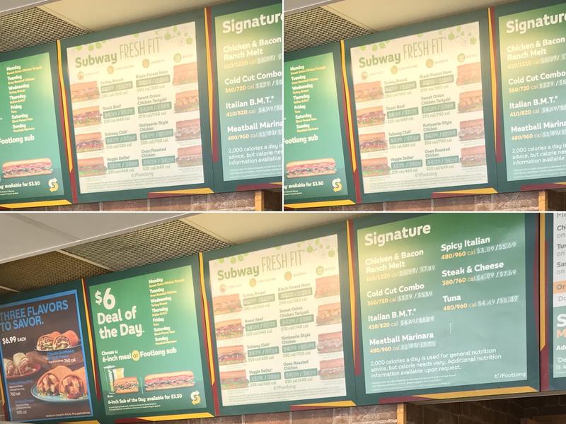 Subway Menu