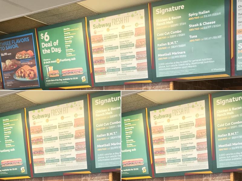 Subway Menu