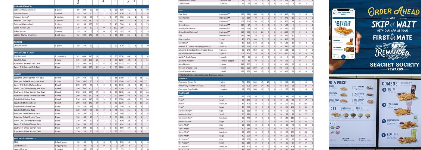 Long John Silver's Menu