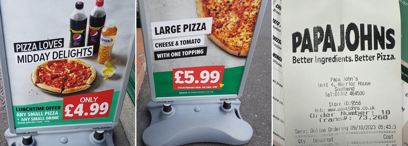 Papa John's Pizza Menu