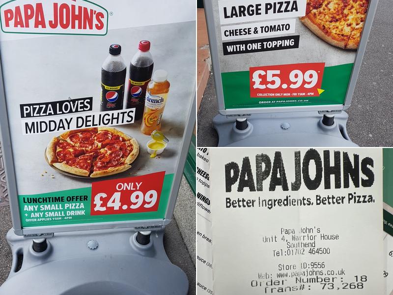 Papa John's Pizza Menu
