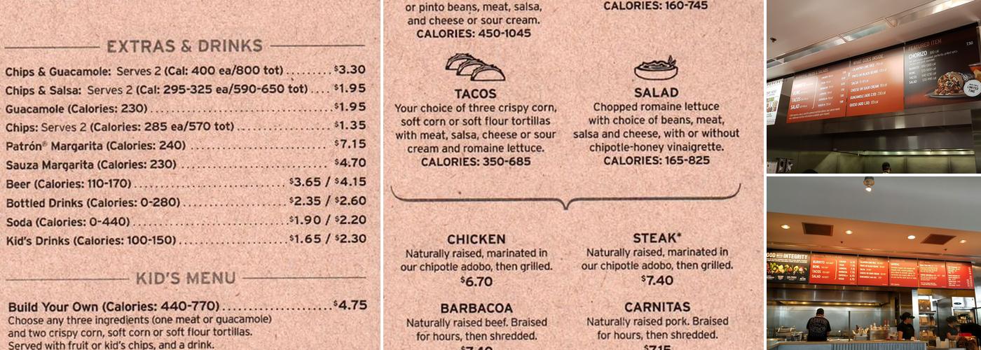 Chipotle Mexican Grill Menu