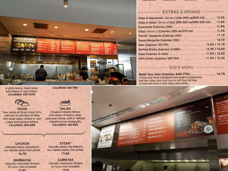 Chipotle Mexican Grill Menu