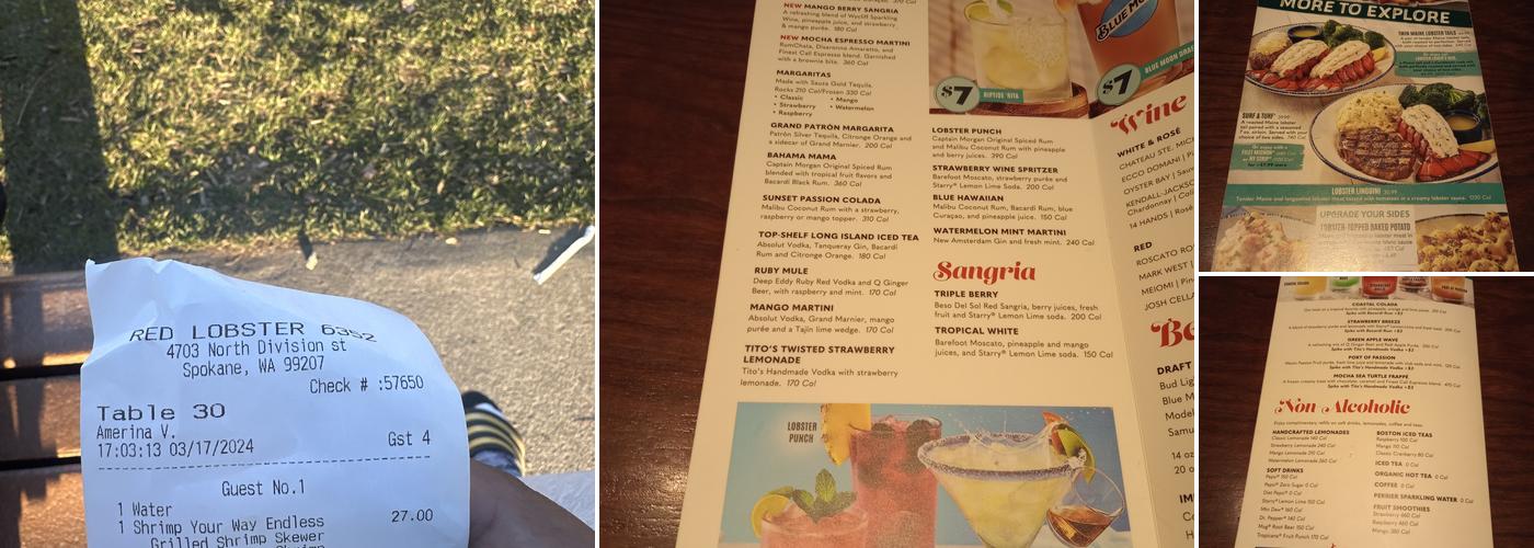 Red Lobster Menu