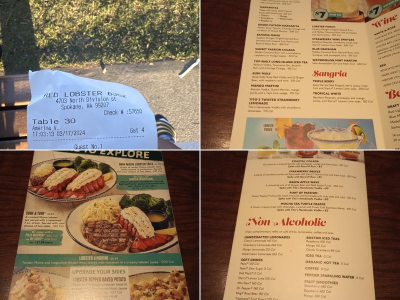 Red Lobster Menu