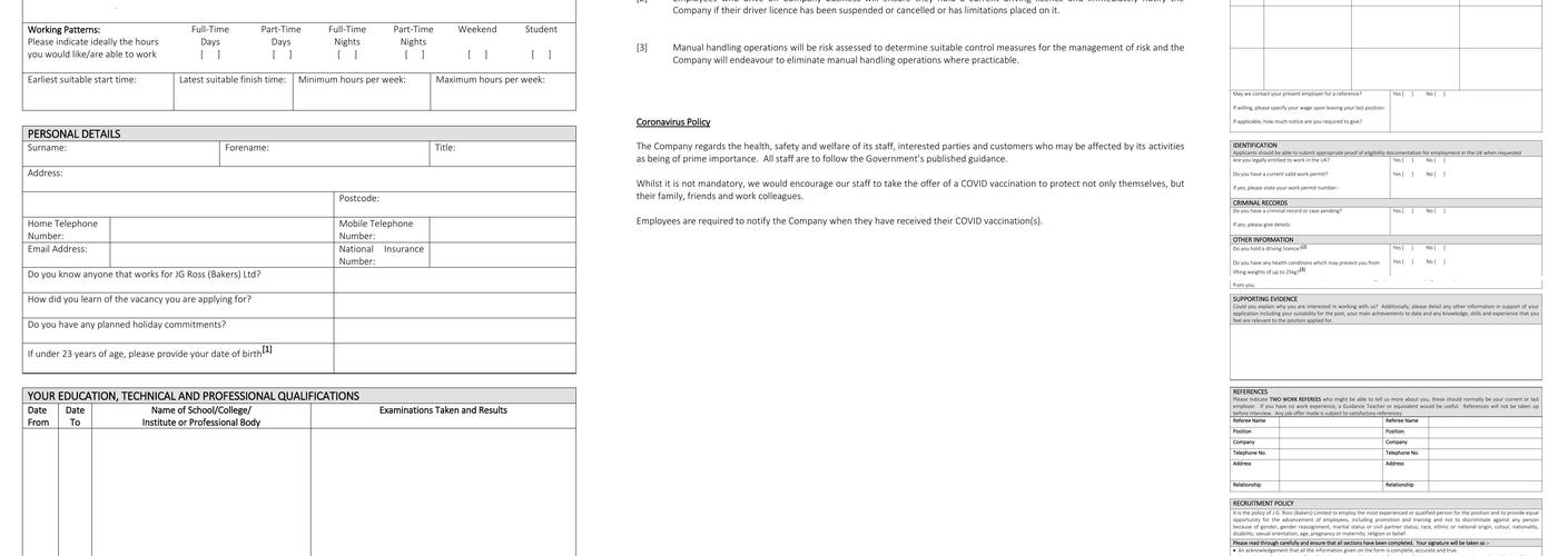 Ross J G Bakers Ltd Menu