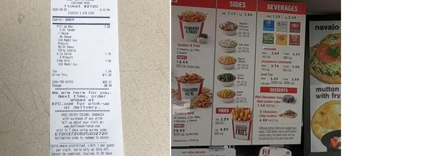 KFC Menu
