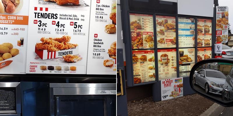 KFC Menu