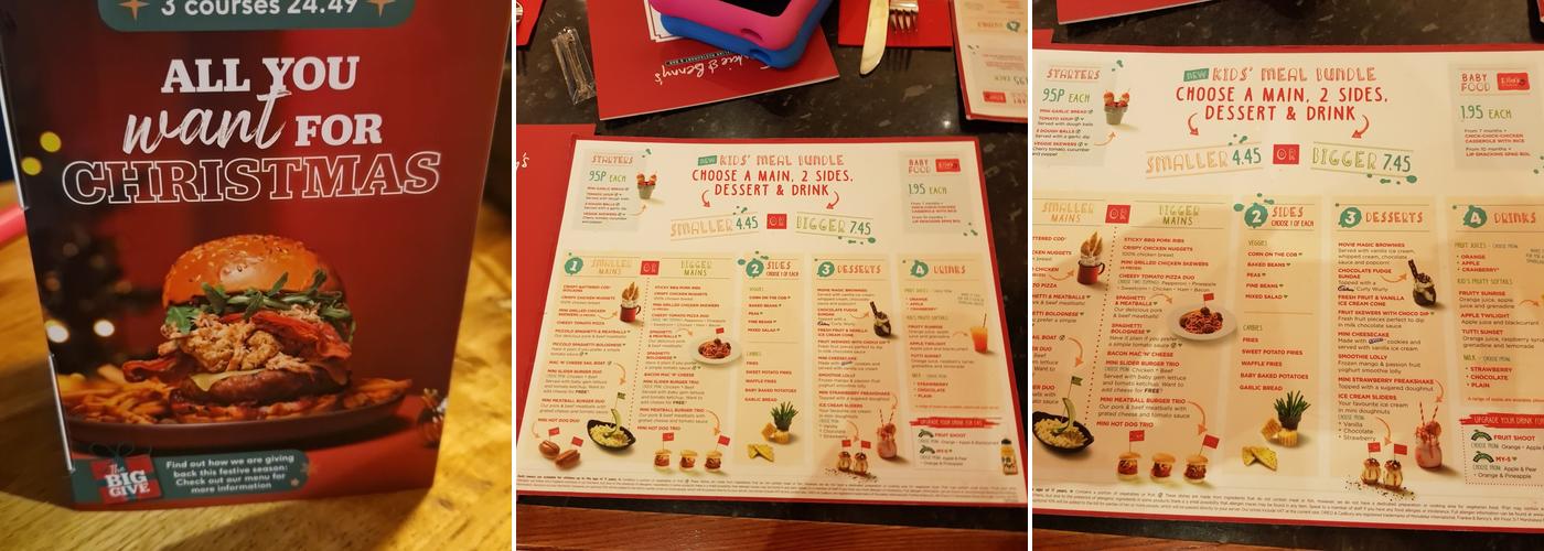 Frankie & Benny's Menu