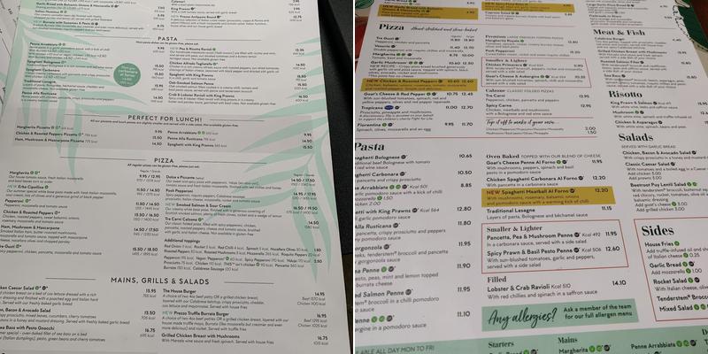 Prezzo Menu
