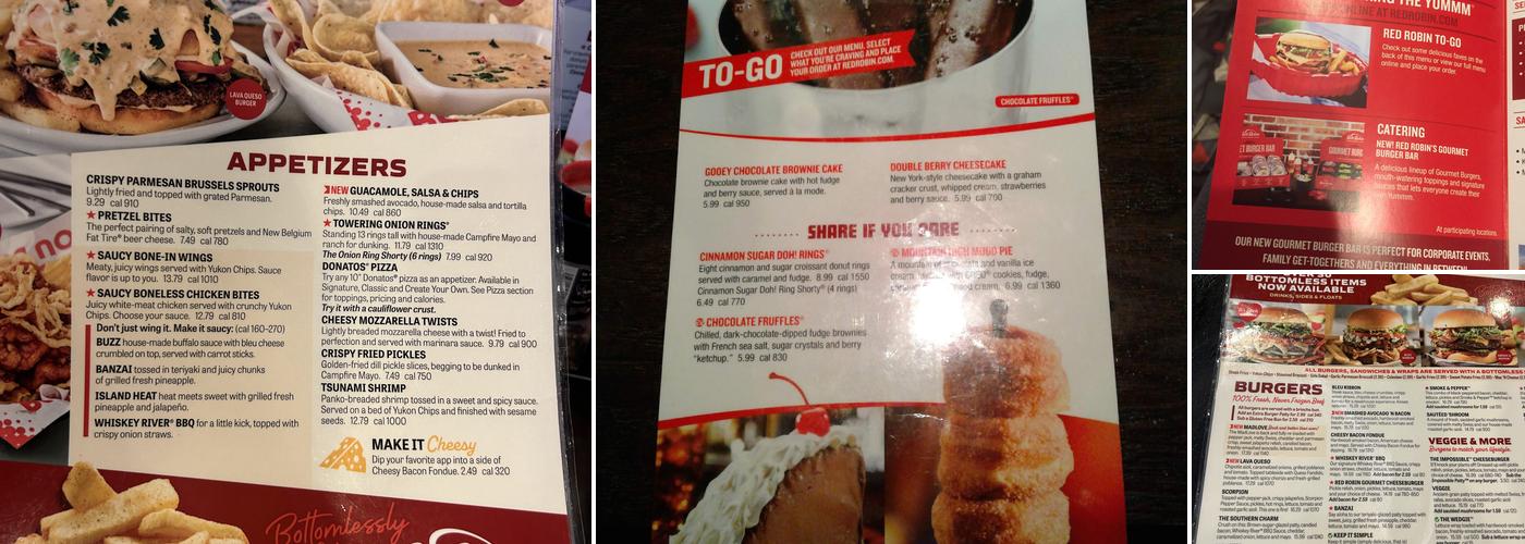 Red Robin Gourmet Burgers and Brews Menu