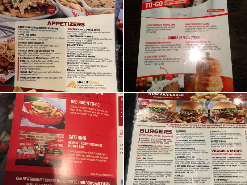 Red Robin Gourmet Burgers and Brews Menu