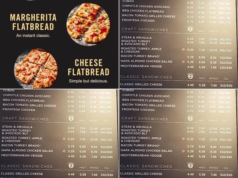 Panera Bread Menu