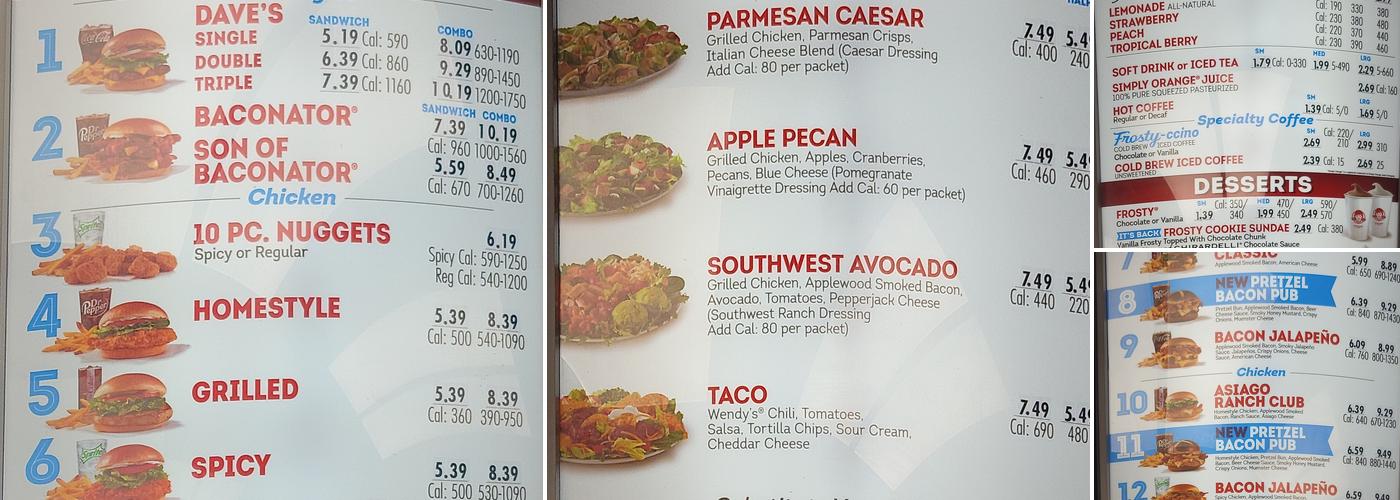 Wendy's Menu