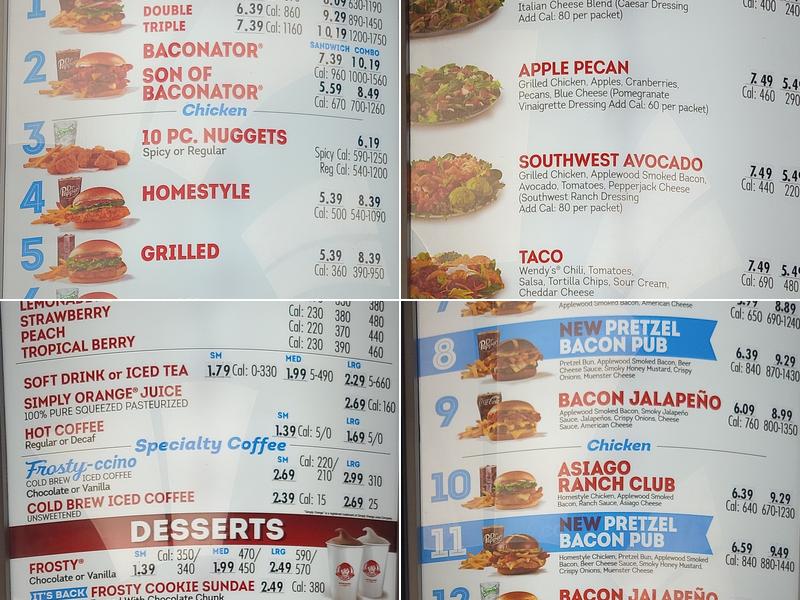Wendy's Menu