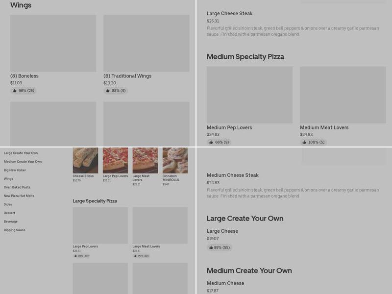 Pizza Hut Menu
