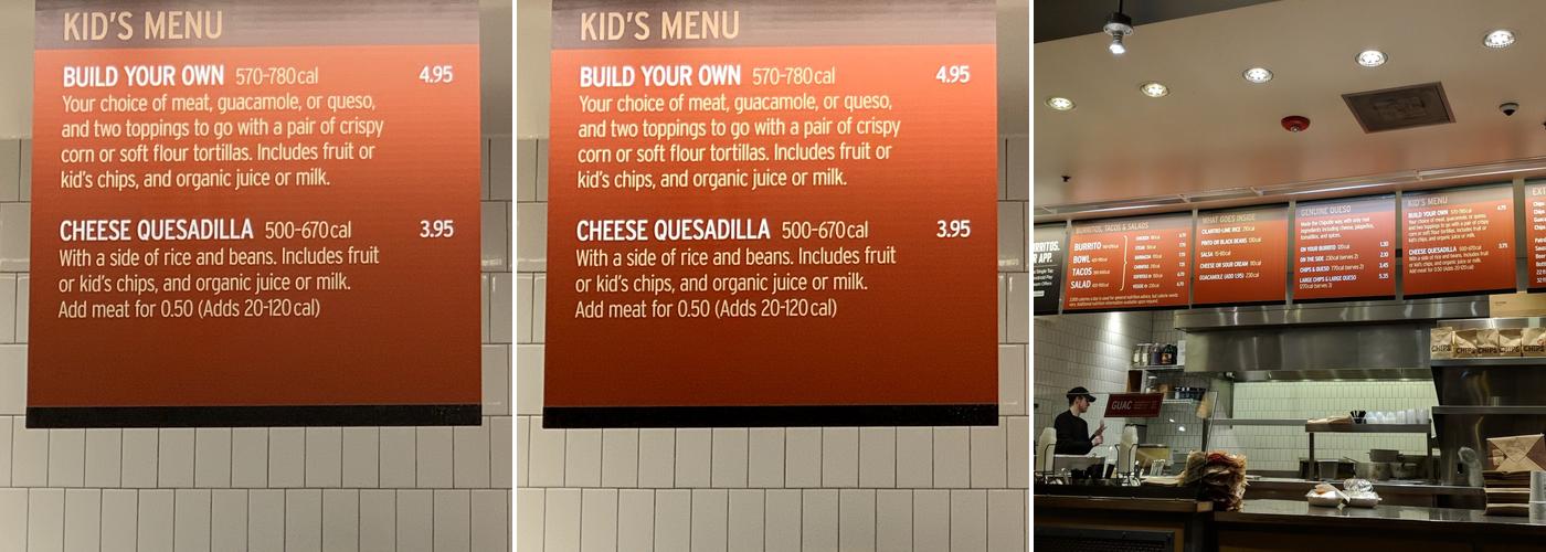 Chipotle Mexican Grill Menu