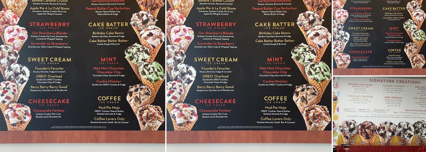 Cold Stone Creamery Menu