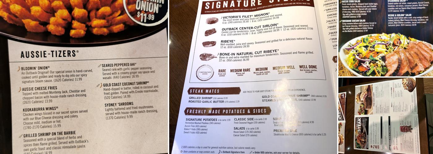 Outback Steakhouse Menu