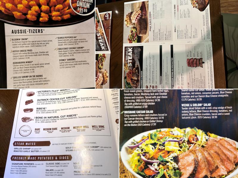 Outback Steakhouse Menu