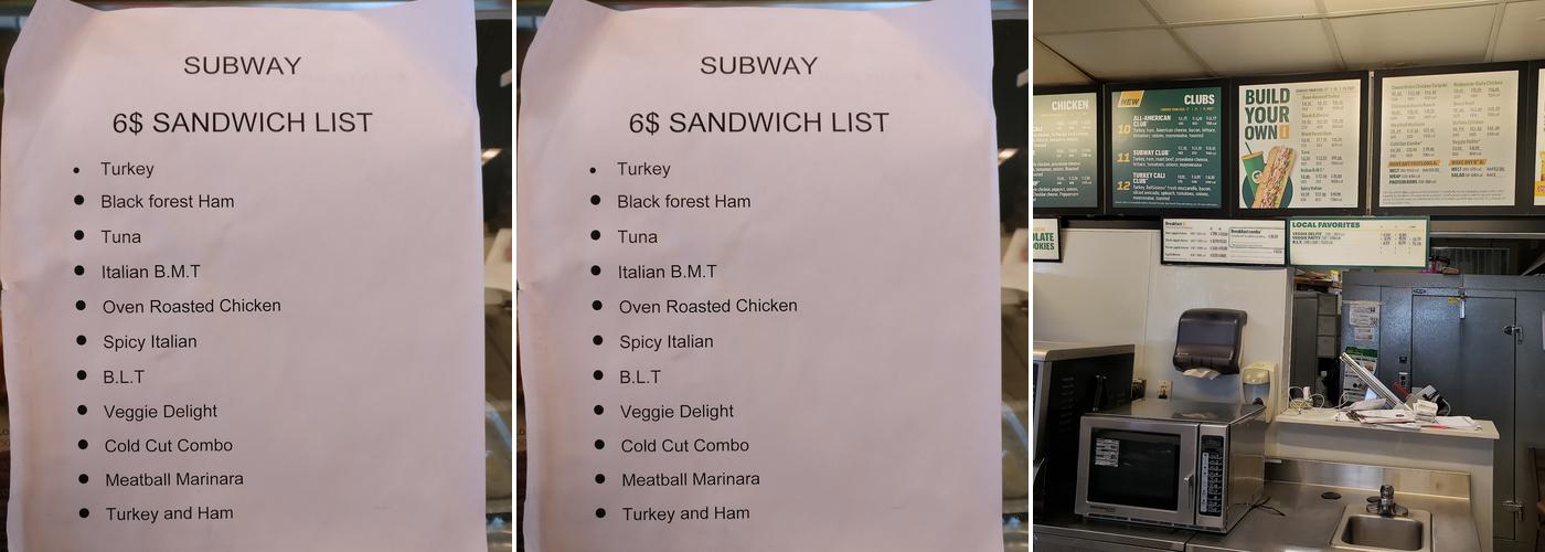 Subway Menu