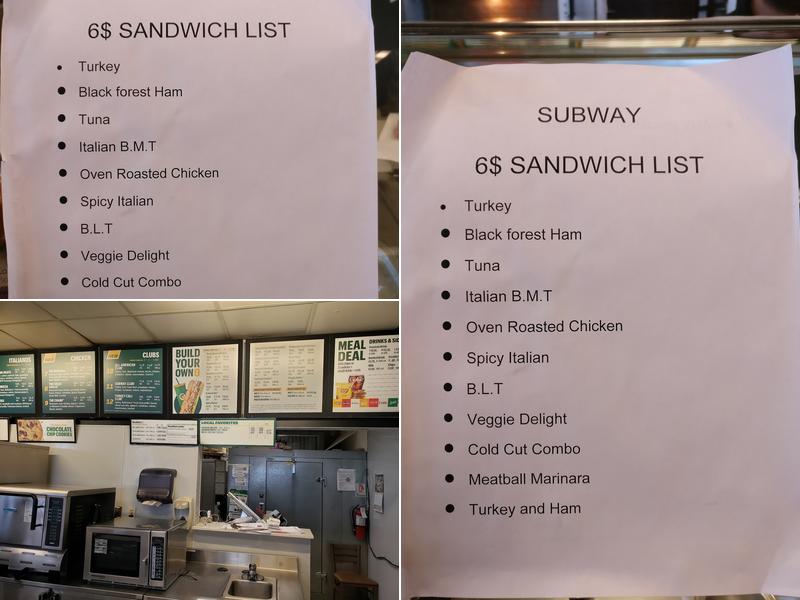 Subway Menu