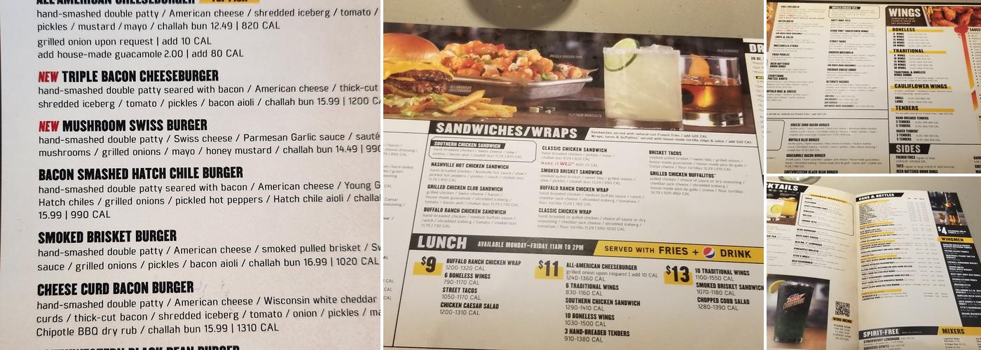 Buffalo Wild Wings Menu