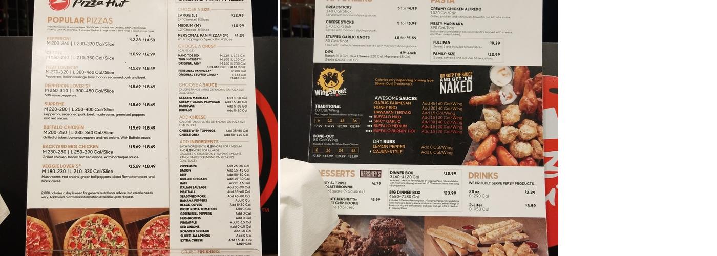 Pizza Hut Menu