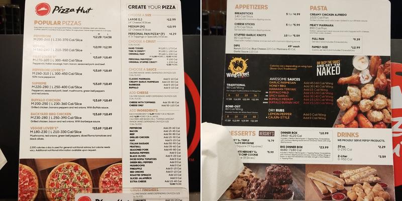 Pizza Hut Menu
