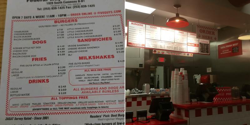 Five Guys Menu