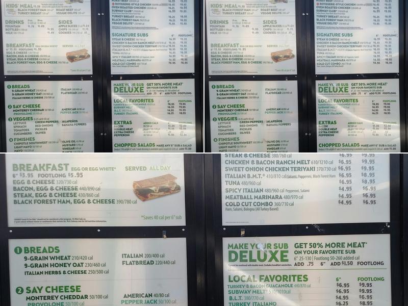 Subway Menu