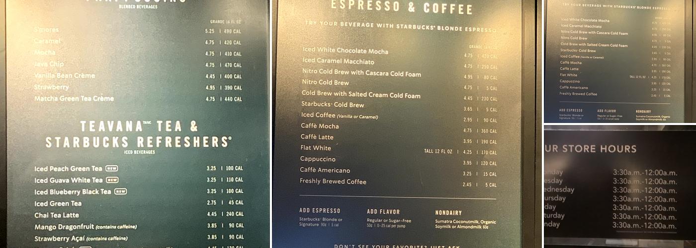 Starbucks Menu