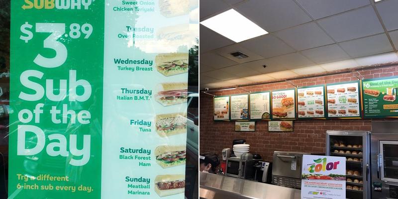 Subway Restaurant Menu
