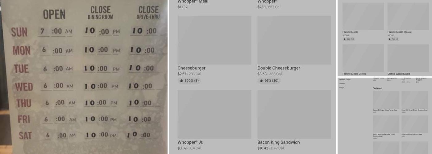 Burger King Menu