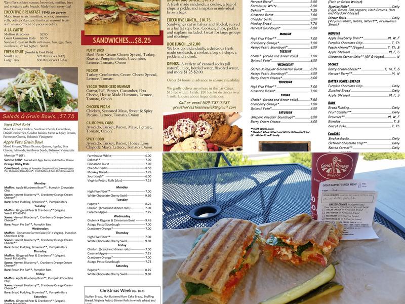 Great Harvest Bread Co Menu