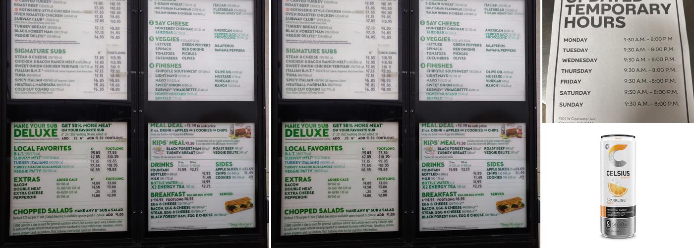 Subway Menu