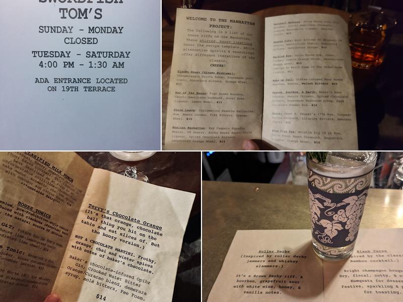 Swordfish Tom's Menu