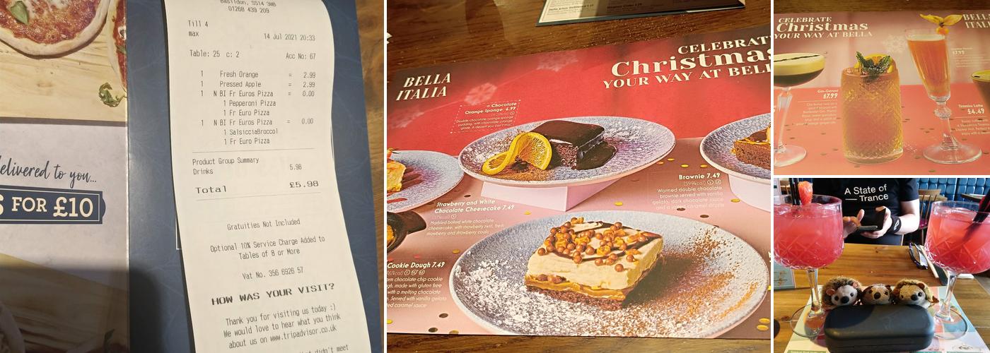 Bella Italia Basildon Menu