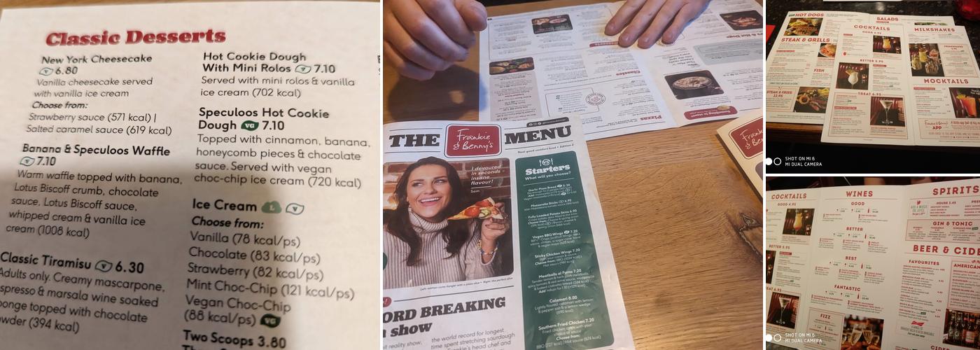 Frankie & Benny's Menu